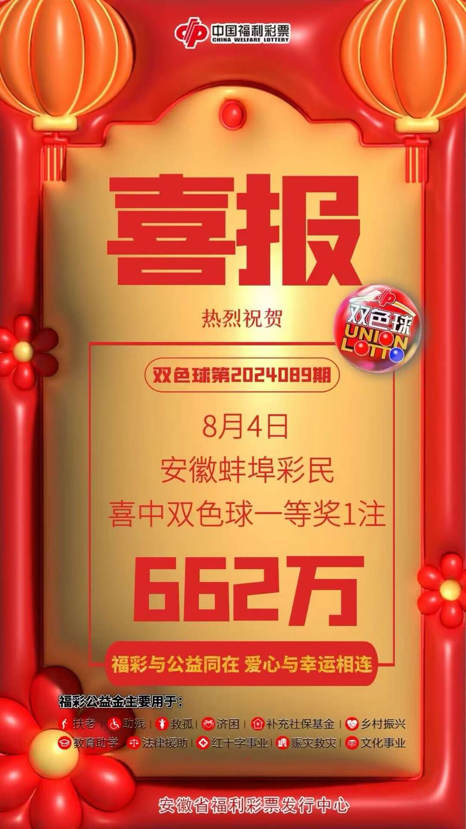 中国福利彩票双色球中国福利彩，多彩生活，温暖人心